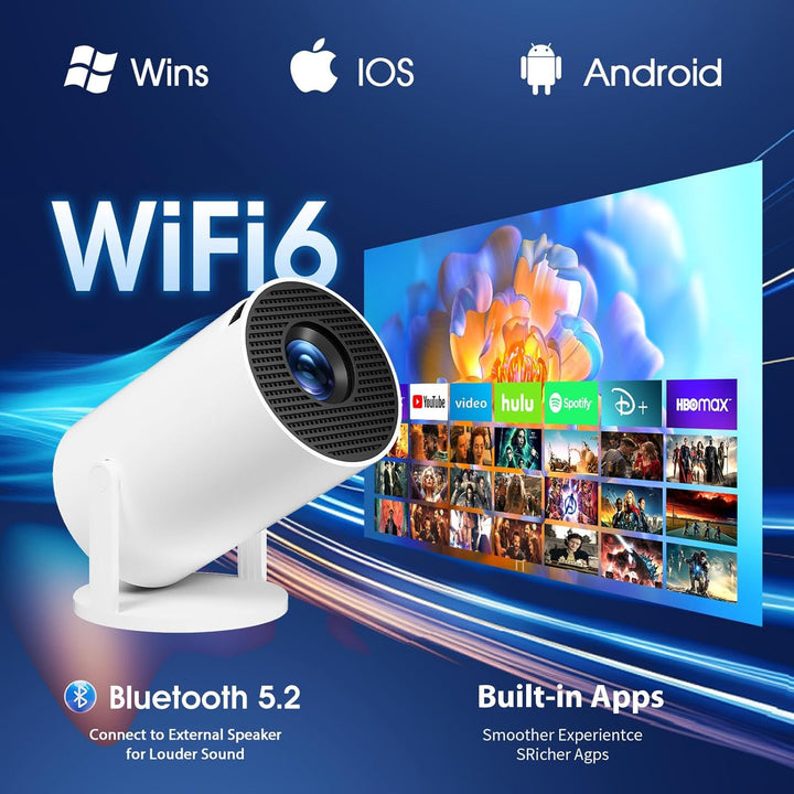 [Bulit-in App] Mini Beamer 1080P FHD 4K 2024 Projektor Dual Control mit Maus Android TV Auto Keyston