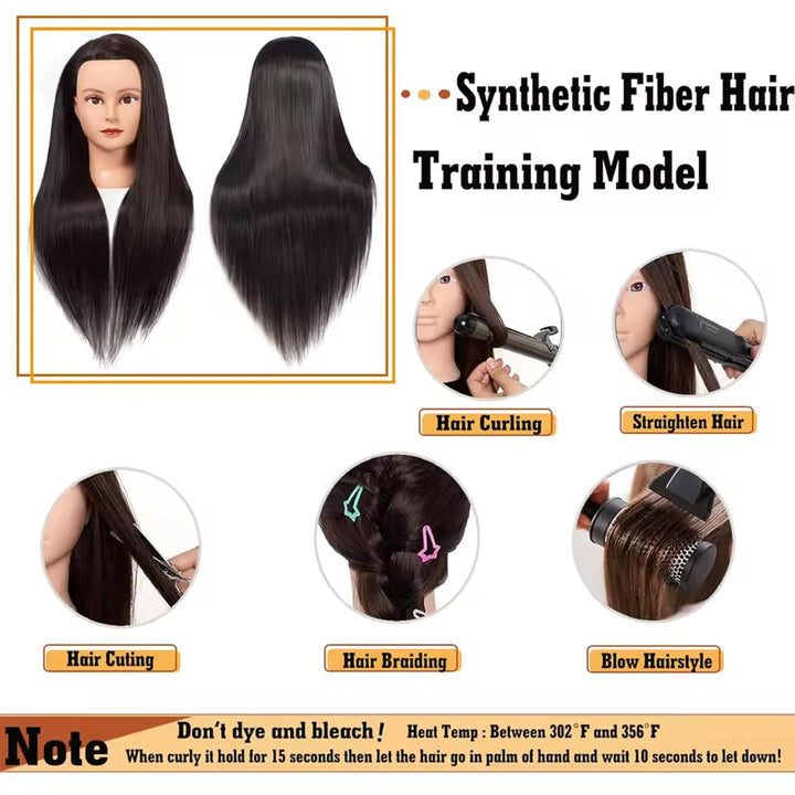 Stylingkopf 24, 80 Zoll Haarsimulation Kunstfaser-Schaufensterpuppenkopf mit Haartraining für Make-u