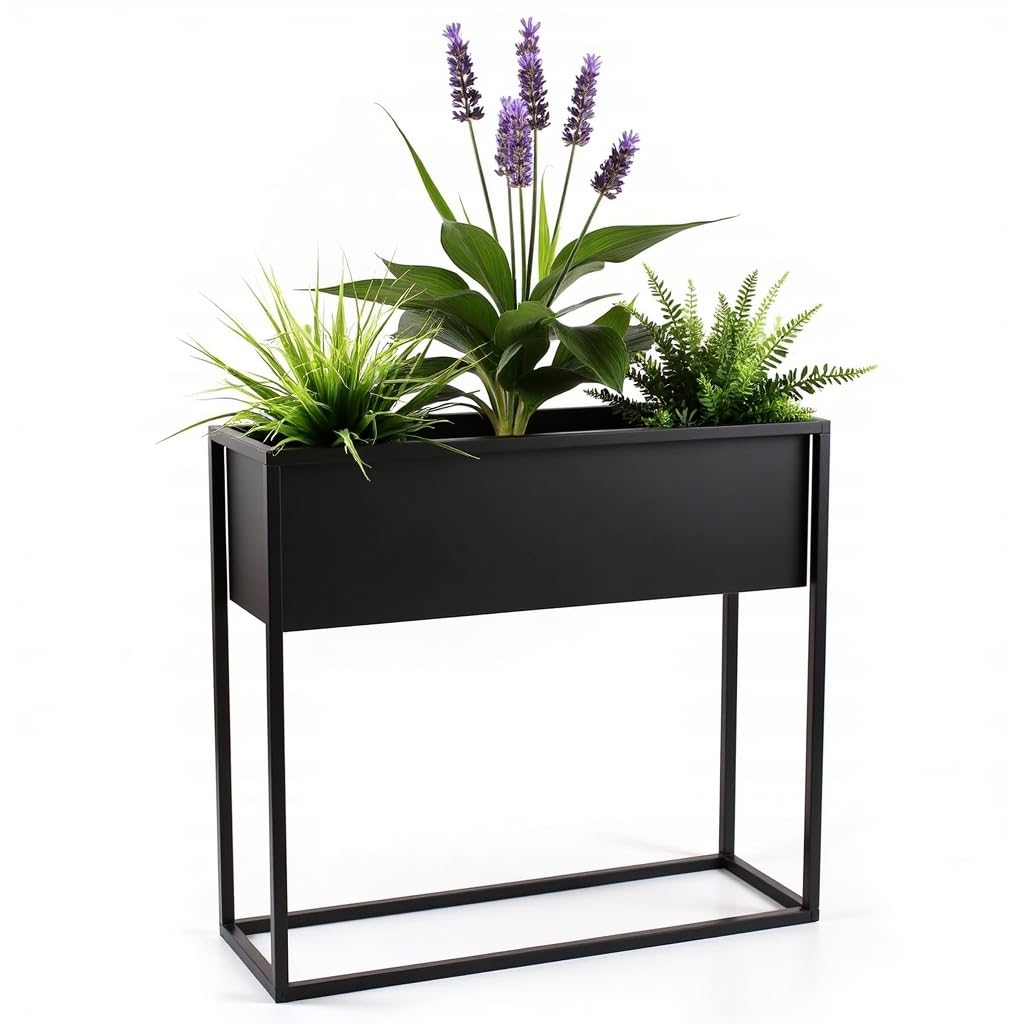 Pflanzenständer Petto - 60x21x60cm - Farbe Schwarz - für Zimmerblumen - Metallregal - Dekorativer Ti