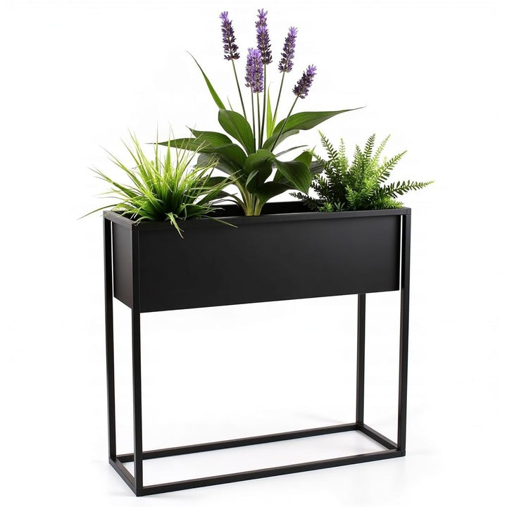 Pflanzenständer Petto - 60x21x60cm - Farbe Schwarz - für Zimmerblumen - Metallregal - Dekorativer Ti