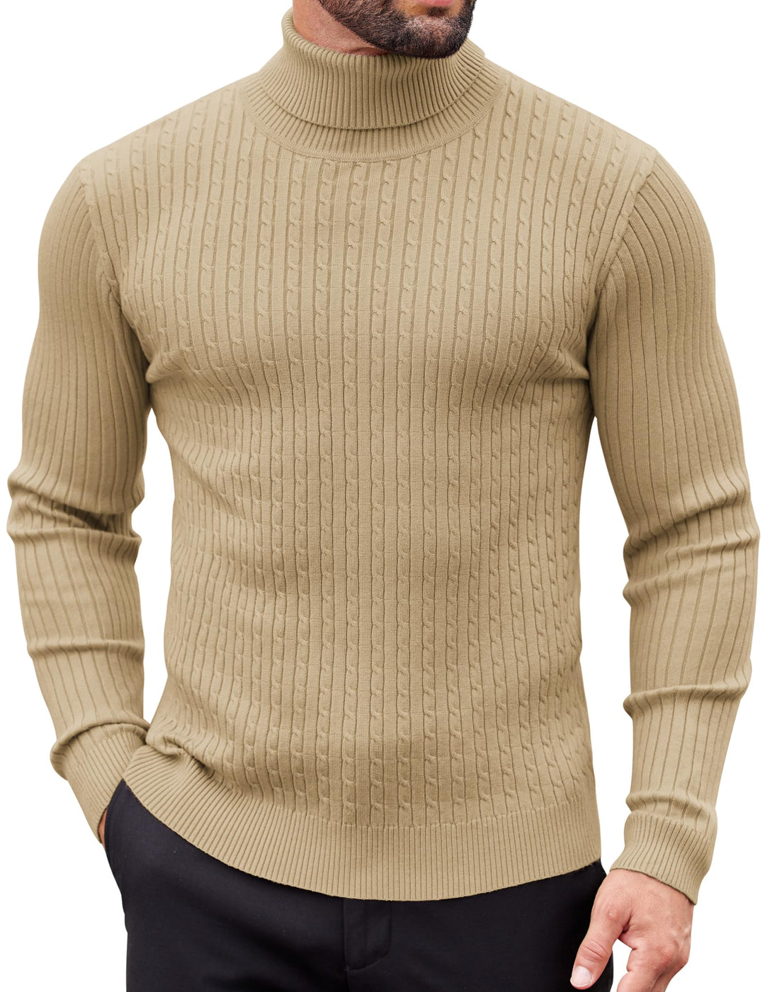 COOFANDY Herren Rollkragenpullover Feinstrick Pullover Langarm Winter Pullover Slim fit Warm Rollkra