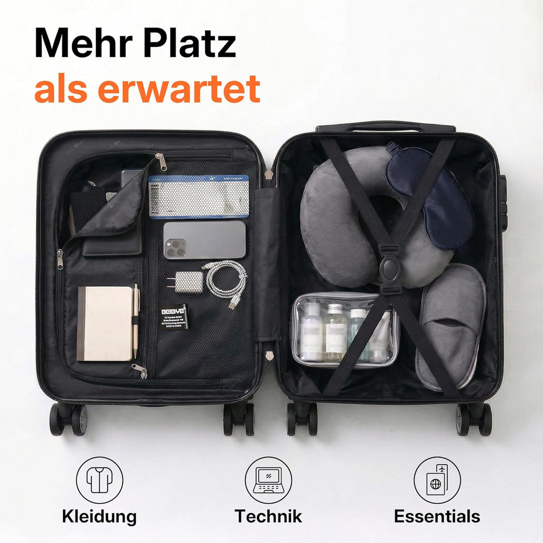 BEIBYE Handgepäck Koffer 45x36x20 cm – Untersitzkoffer für EasyJet, kleines Kabinengepäck aus ABS, R
