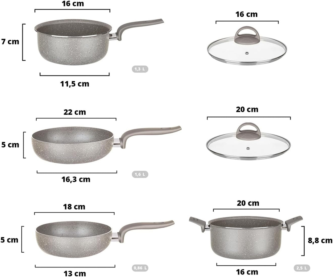 KASANOVA Topf-Set für herkömmliche Kochfelder, antihaftbeschichtetes Topf-Set, Kochgeschirr, gesunde
