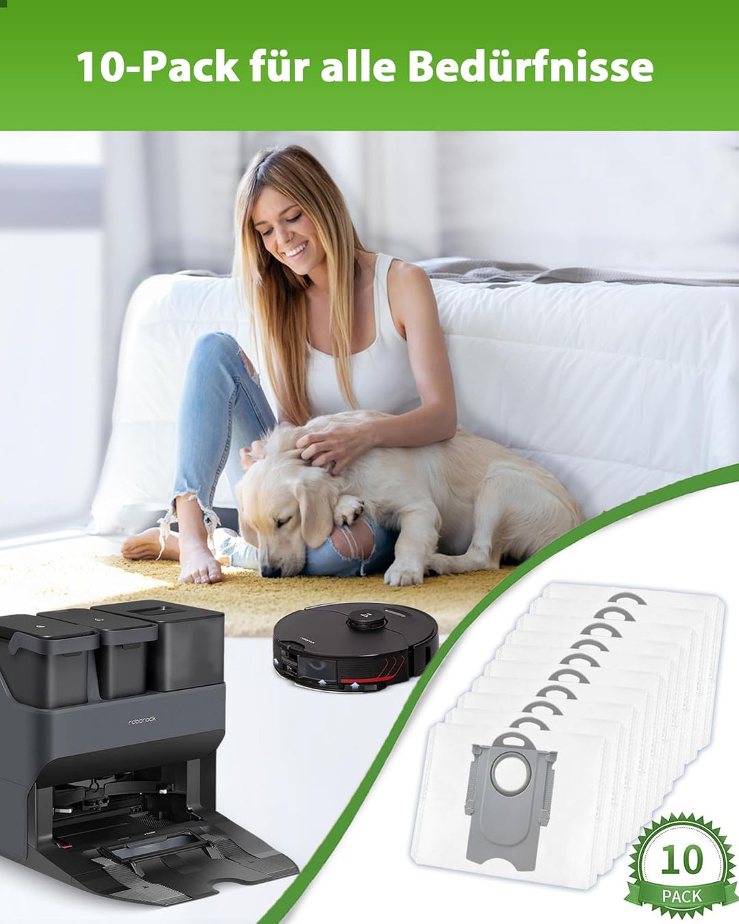 KGC 10 Stück Staubbeutel für Roborock S8+/ S8 Pro Ultra/ S7/ S7 MaxV Ultra/ S7 Pro Ultra/ Q7+/ Q7 Ma