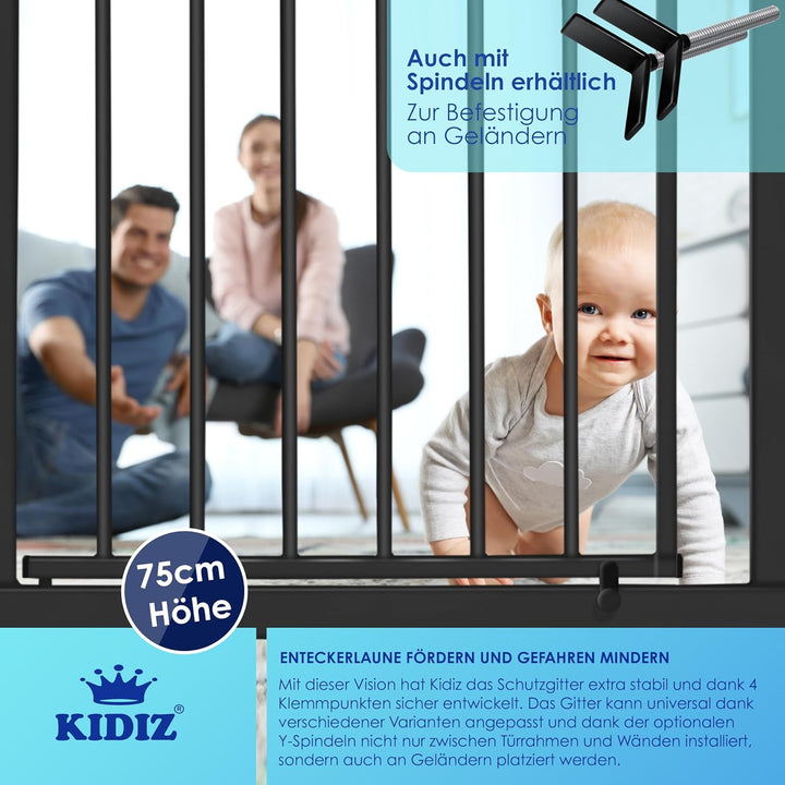 KIDIZ® Türschutzgitter Absperrgitter Treppengitter Kindergitter | Gitter Haustier | ohne Bohren | be