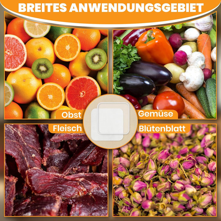 4er Silikon-Dörrfolie mit Rand, 4er Mesh Dörrfolie Silikon, Antihaftbeschichtete Dörrautomat Zubehör