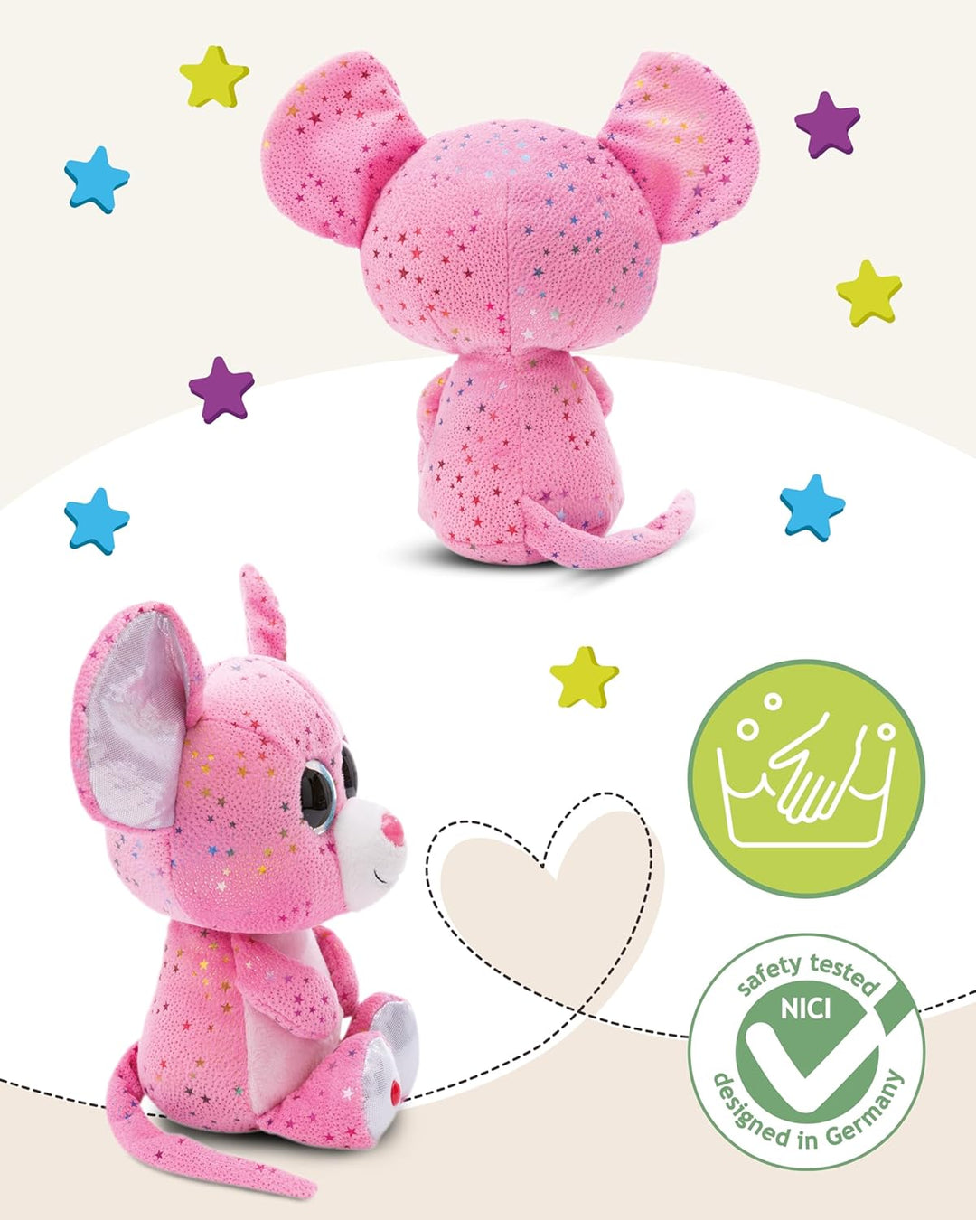 NICI Kuscheltier GLUBSCHIS Maus Miss Mausie 25cm pink - Stofftier aus weichem Plüsch, niedliches Plü