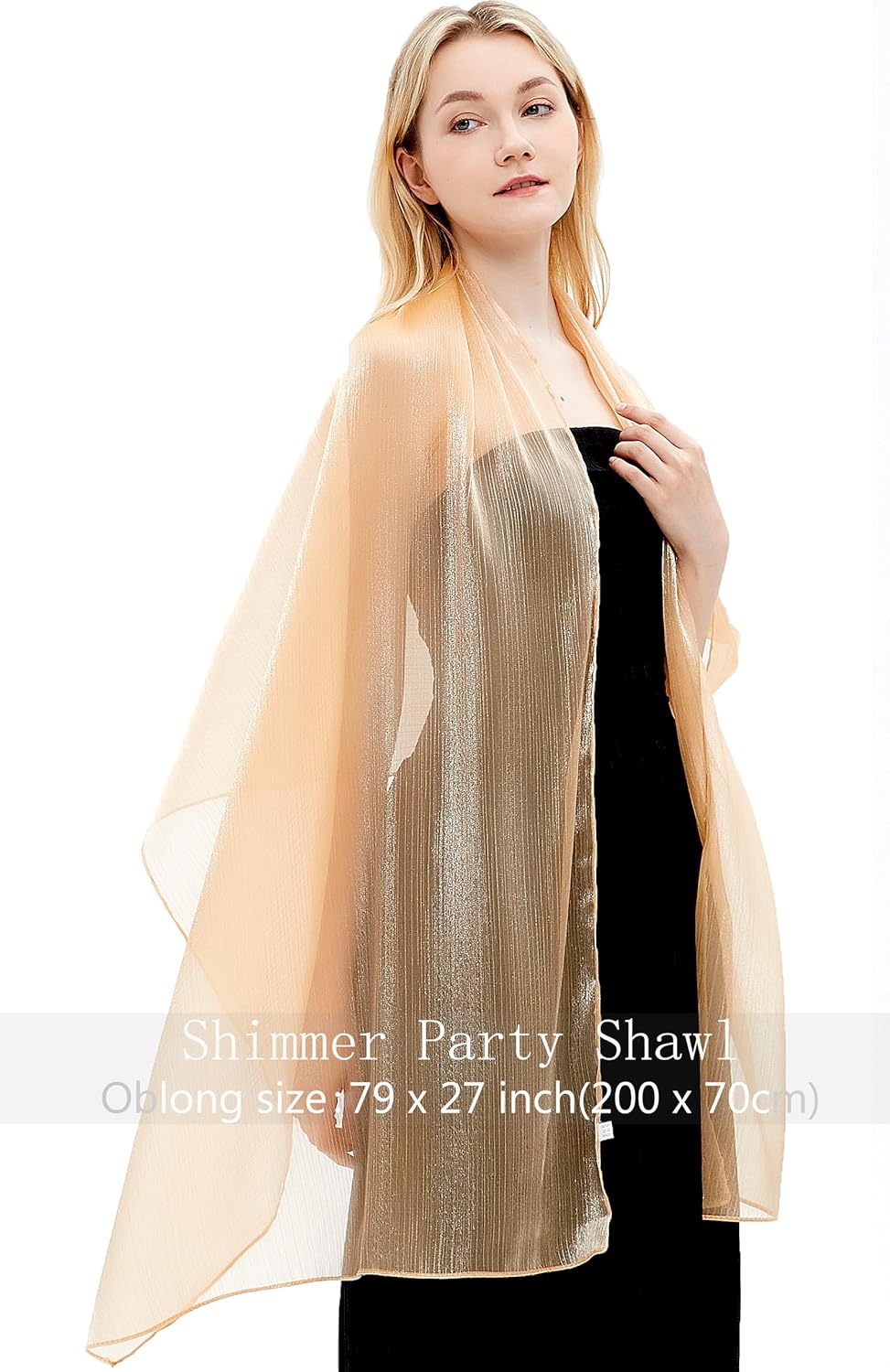 Gragengs Damen Schals und Wraps für Abendkleider Leichte Sheer Crepe Tücher Shimmer Hochzeit Party S