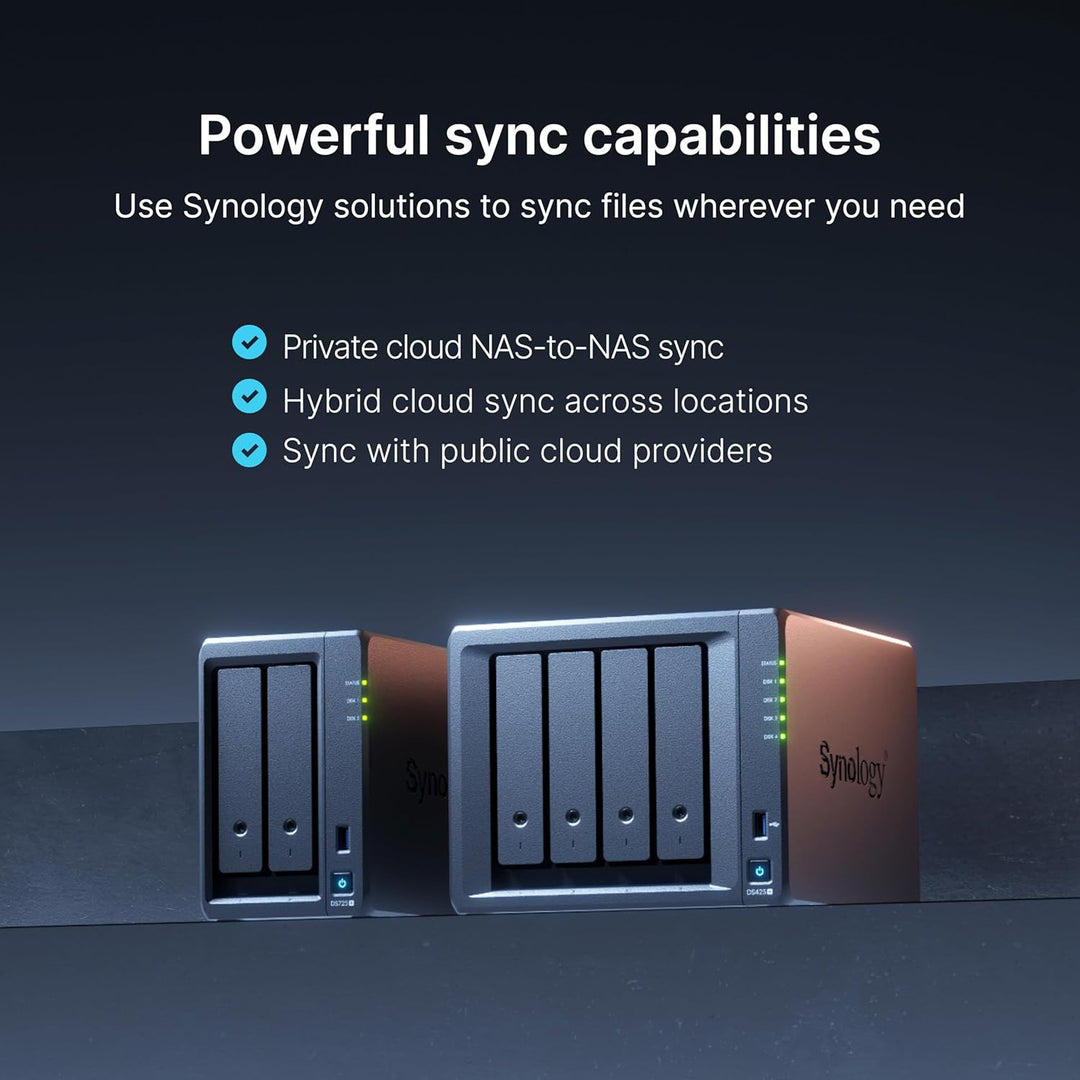 DS425+ 4-Bay Synology NAS – 3 Jahre Garantie, kompakte Speicherlösung mit integriertem 2,5 GbE-Port