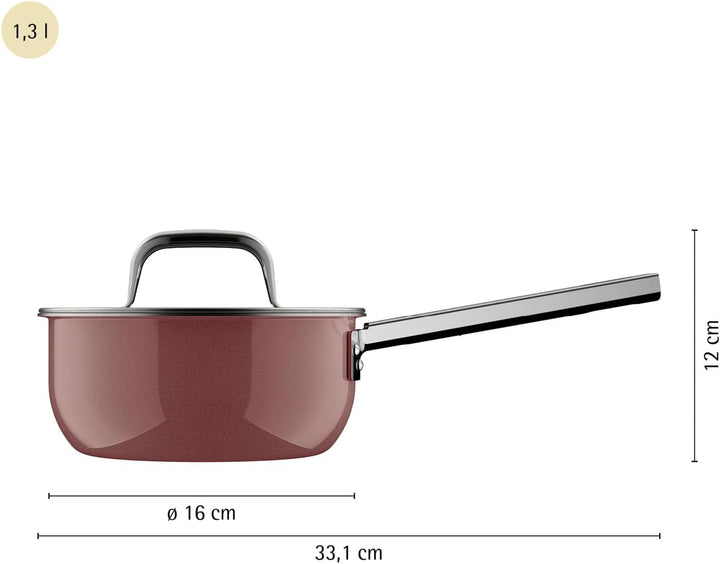WMF Fusiontec Mineral Pro, Stielkasserolle mit Deckel, 16 cm, langlebiges, kratzfestes Material, kle