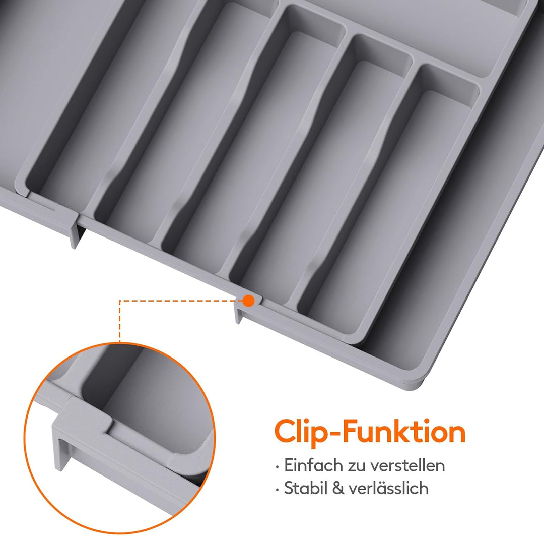 Lifewit Besteckhalter, erweiterbarer Utensilienhalter für Schublade, Verstellbarer Besteckkasten, ko