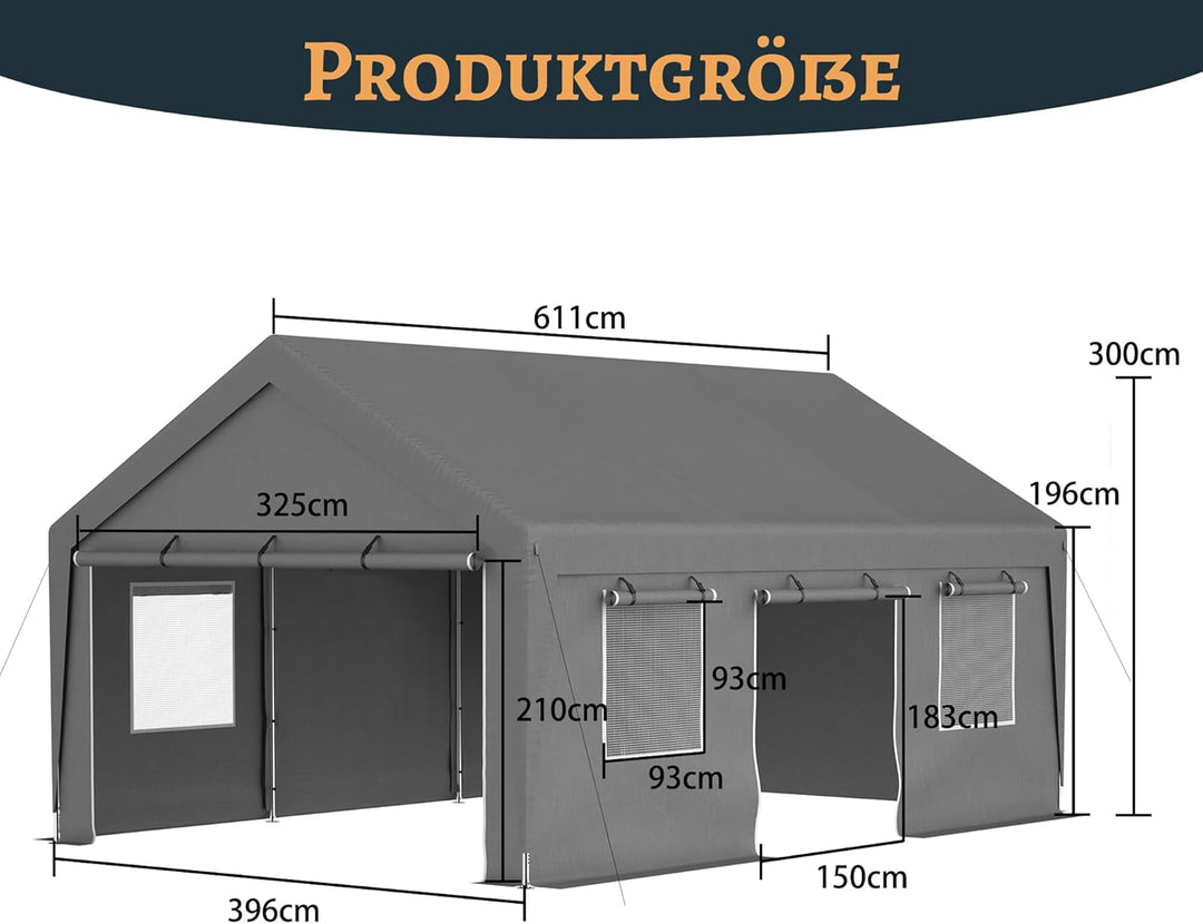 Ball & Cast Zeltgarage, Garagenzelt mit separaten Rolltoren an den Seiten | Praktische motorrad gara
