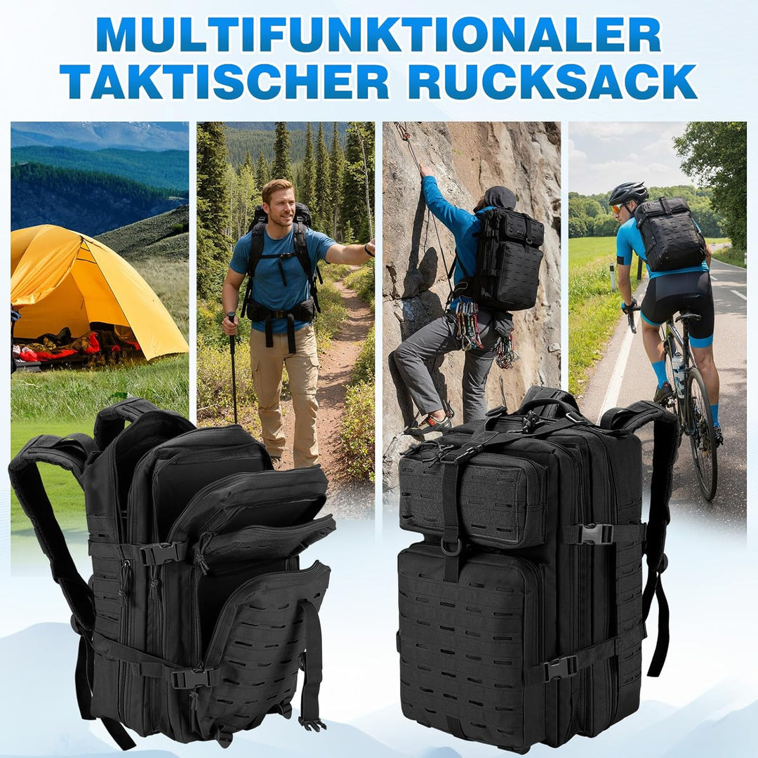 SHANNA Trekkingrucksack, Wanderrucksäcke Militärrucksack 45L Armee Rucksack MOLLE Assault Pack Takti