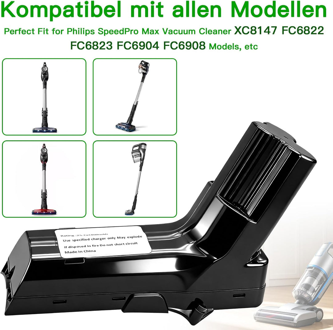 Akku 60.48Wh Ersatzakku für Philips SpeedPro Max Staubsauger, Kompatibel mit XC7042 XC7043 XC8043 XC