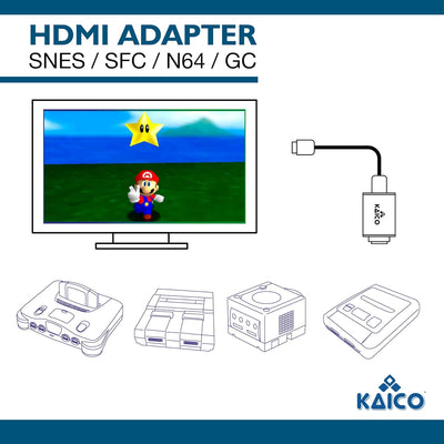 Kaico Gamecube HDMI und N64 HDMI Adapter für S-Video und Composite – Kompatibel mit Nintendo N64, Su