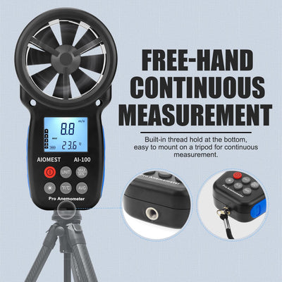 AIOMEST Digital Anemometer, Windmesser Windmessgerät Handheld, AI-100 Windmesser CFM Wind Speed Mete