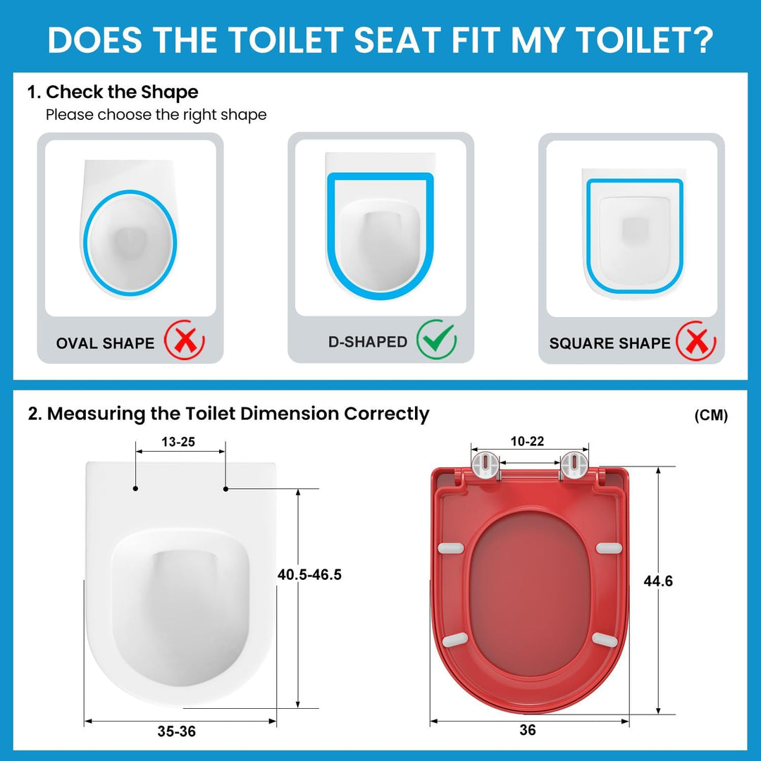 YEAUPE PRO Toilettendeckel mit Absenkautomatik D Form, WC-Sitz einfache Montage, Klodeckel abnehmbar