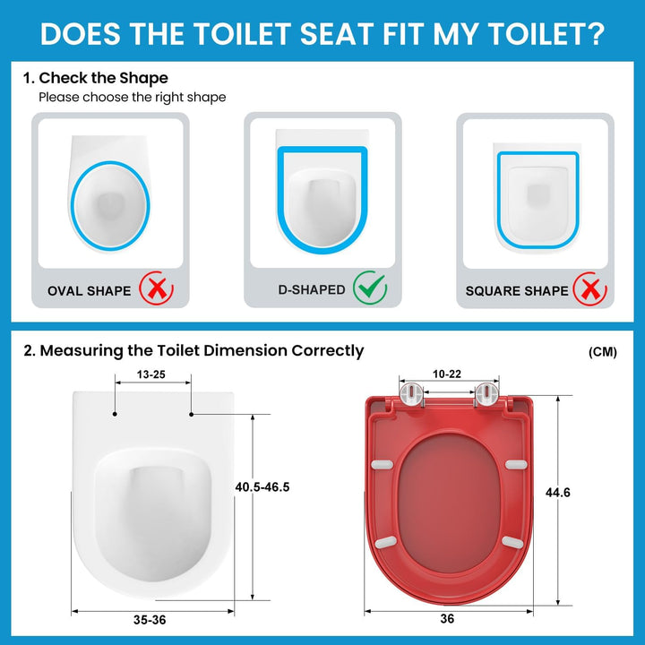 YEAUPE PRO Toilettendeckel mit Absenkautomatik D Form, WC-Sitz einfache Montage, Klodeckel abnehmbar