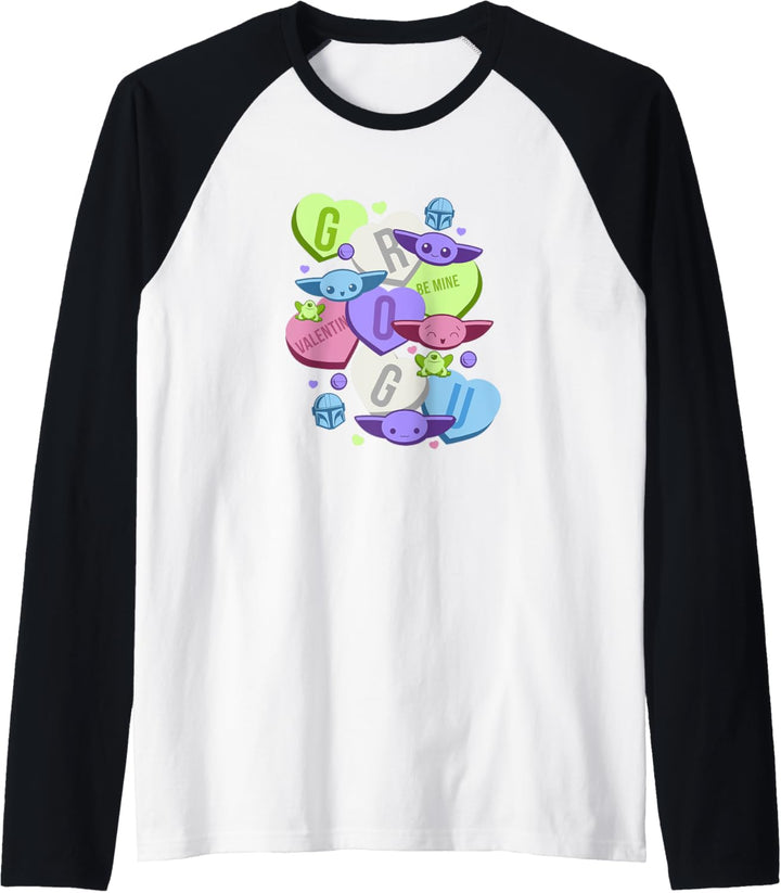 Star Wars: The Mandalorian Grogu Candy Hearts Valentine Raglan