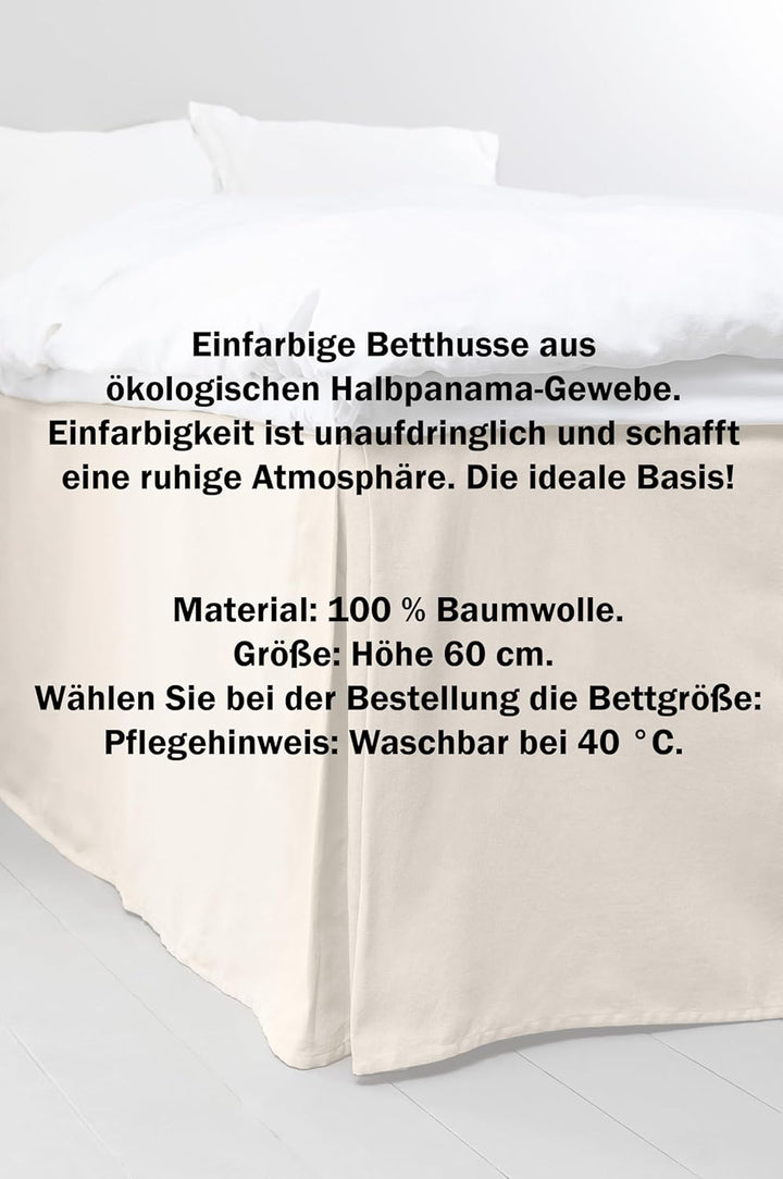 Jotex Colour Betthusse - 100% hochwertige Bio-Baumwolle Bettrock, Höhe 60 cm - Beige, 90 x 200 cm 90