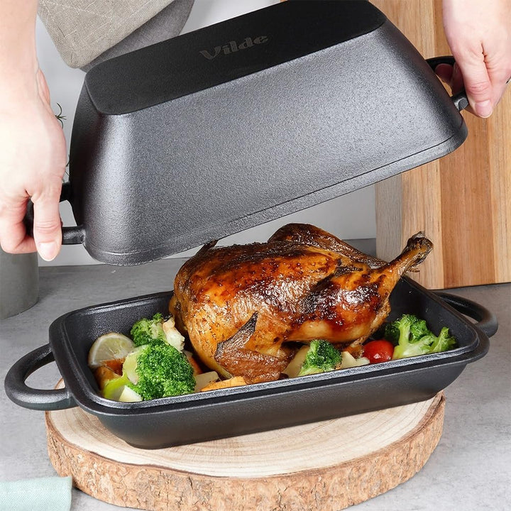 Bräter Brattopf Bratpfanne mit Deckel aus Gusseisen 2in1 CAST LINE 3,5 L / 1,5 L
