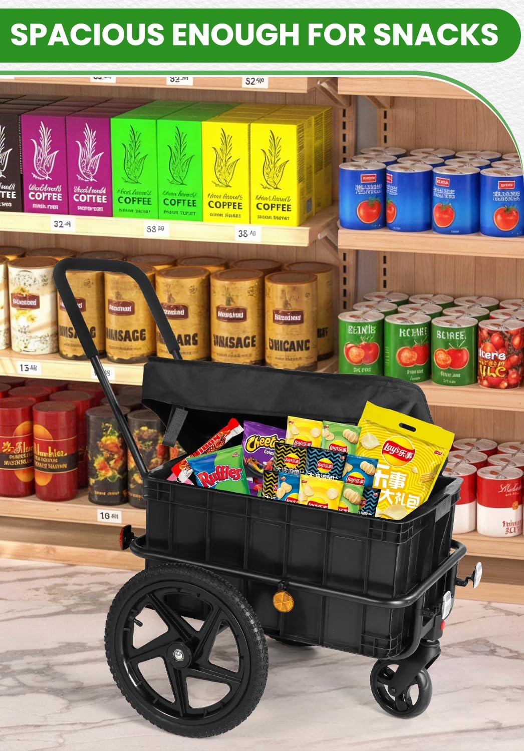SEPNINE® 2in1 Einkaufstrolley mit 86L Kapazität, Handwagen mit Schiebebügel, bis 40kg belastbar, Tro