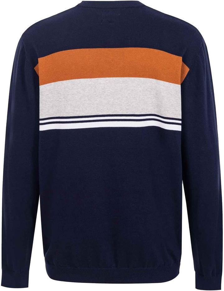 Krumba Herren Baumwolle ÜberGrösser Pullover mit gemischten Marine-Streifen Sweater 4XL Marine Gemis