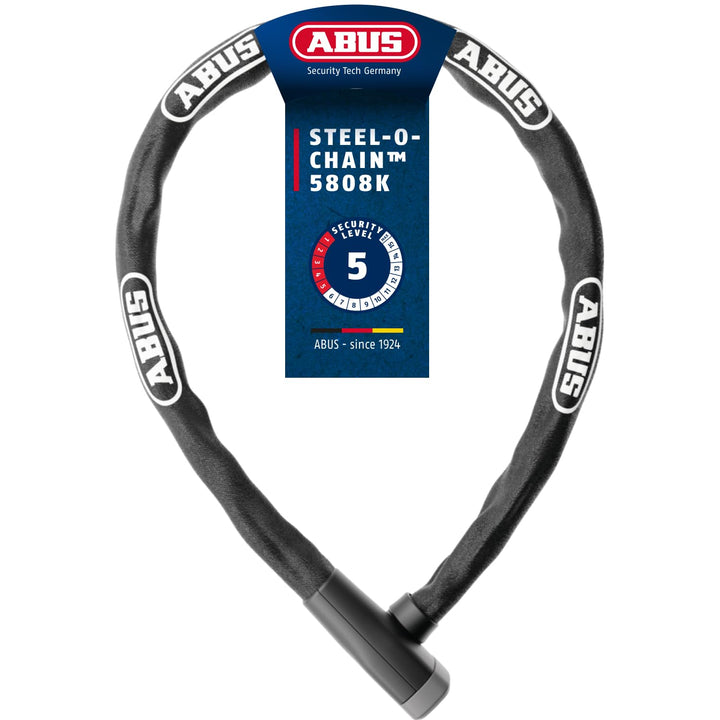ABUS Kettenschloss Steel-O-Chain 5805K – Fahrradschloss aus Stahl – ABUS-Sicherheitslevel 5 Schwarz