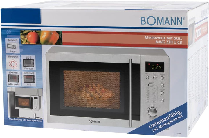 Bomann Mikrowelle mit Grill MWG 2211 U CB edelstahl, 20 Liter, mit Grill, Silber