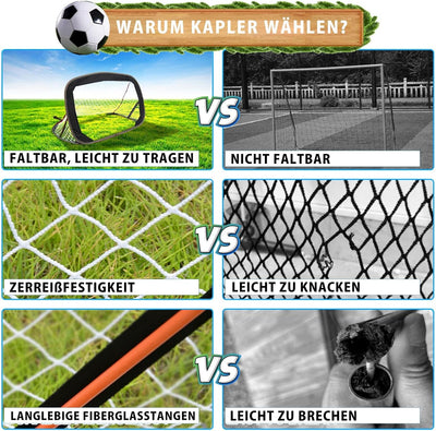 Kapler Fussballtor fussballtore 2er Set pop-up torwand Tor: für Garten Kinder faltbar und stabil tor