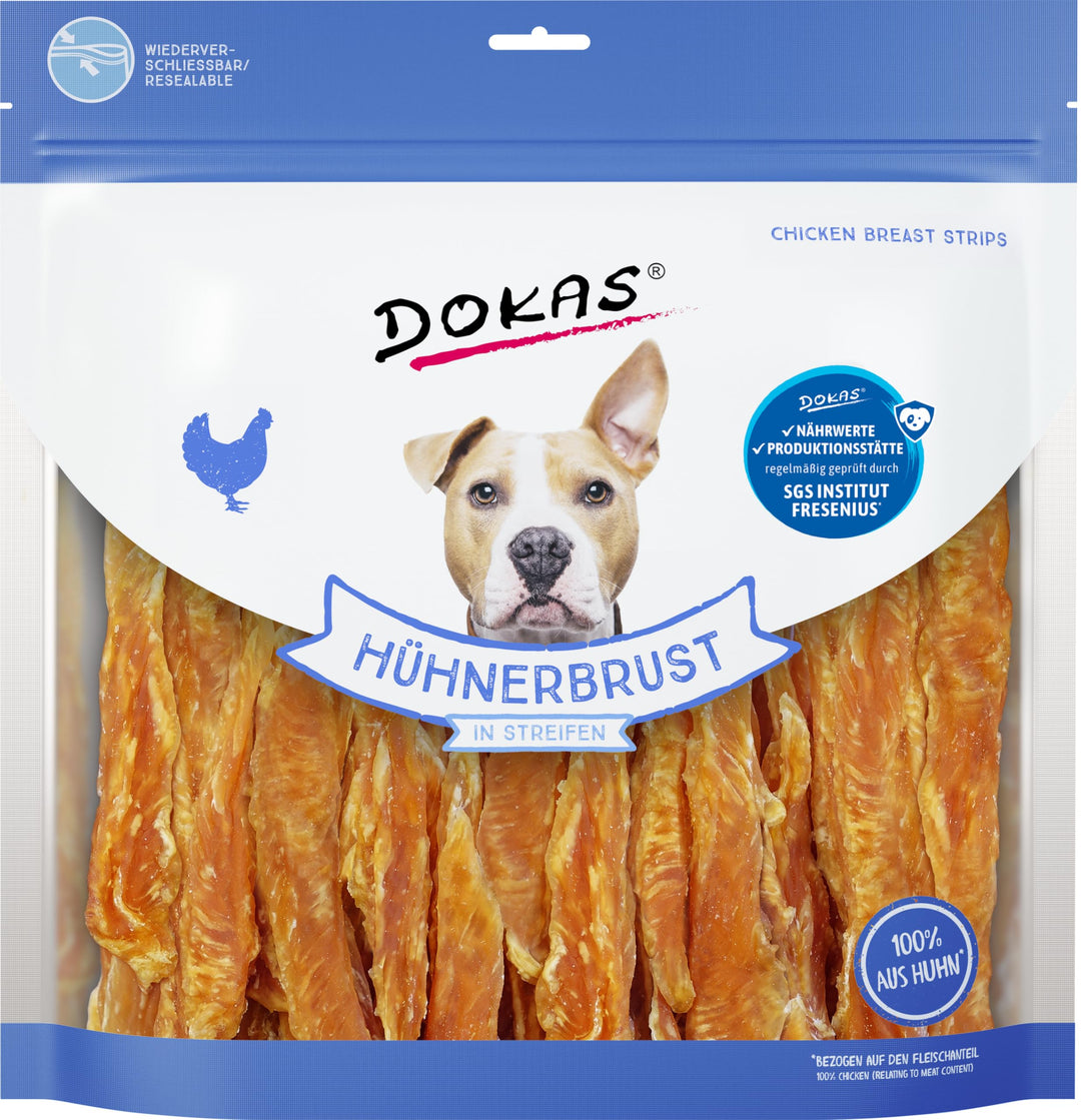 DOKAS Getreidefreier Premium Snack in Streifen für Hunde – Ideal für zwischendurch