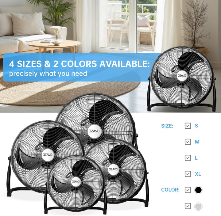 OZAVO Standventilator, Windmaschine ⌀35/45/50 cm mit 3 Laufgeschwindigkeiten, Bodenventilator Power,