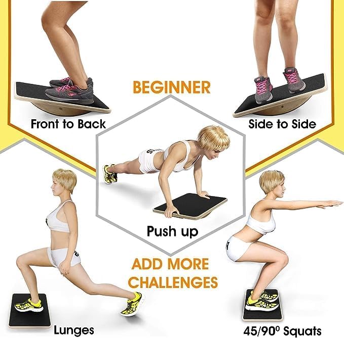Yes4All Balance Board inkl, Übungsposter mit Griff und rutschfester Oberfläche; Premium Kunststoff-W