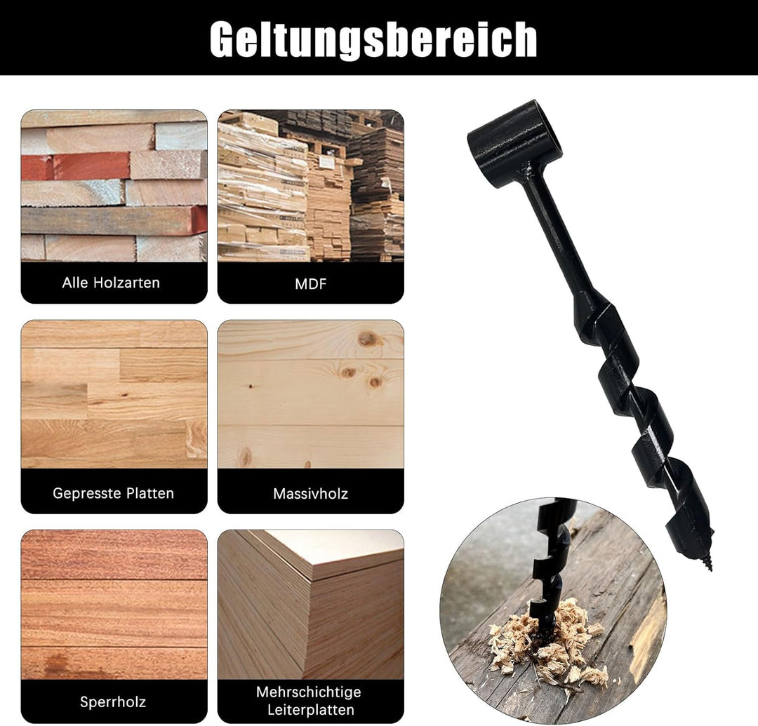 25x260mm Erdbohrer Hand, Handbohrer Holz, Bushcraft Bohrer, Bushcraft Handbohrer, Multifunktionaler