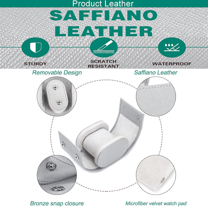 Hiram Uhrenkoffer aus Echtem Leder für 1 Uhr, Echtes Handgefertigtes Saffiano-Leder, Reiseuhr, Tragb