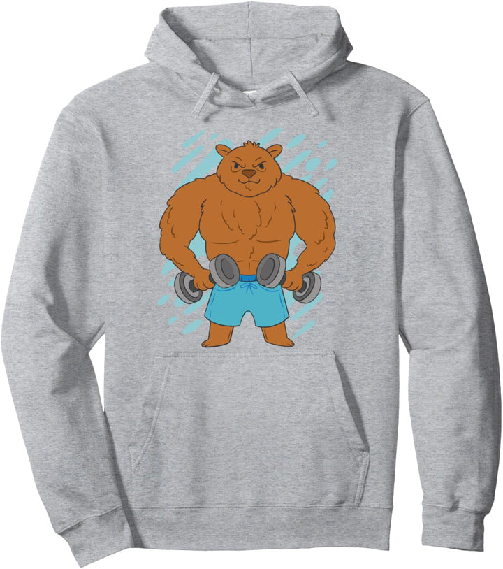 Fitness-Bär mit Muskeln, Gewichtheben Pullover Hoodie