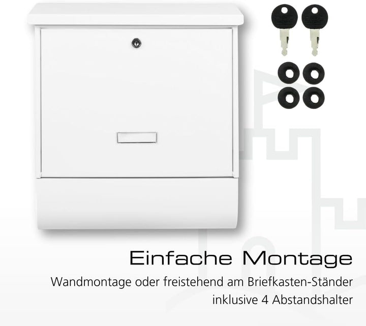 BURG-WÄCHTER Briefkasten mit Zeitungsfach und Namensschild, Verzinkter Stahl, Einwurf-Format DIN C4,