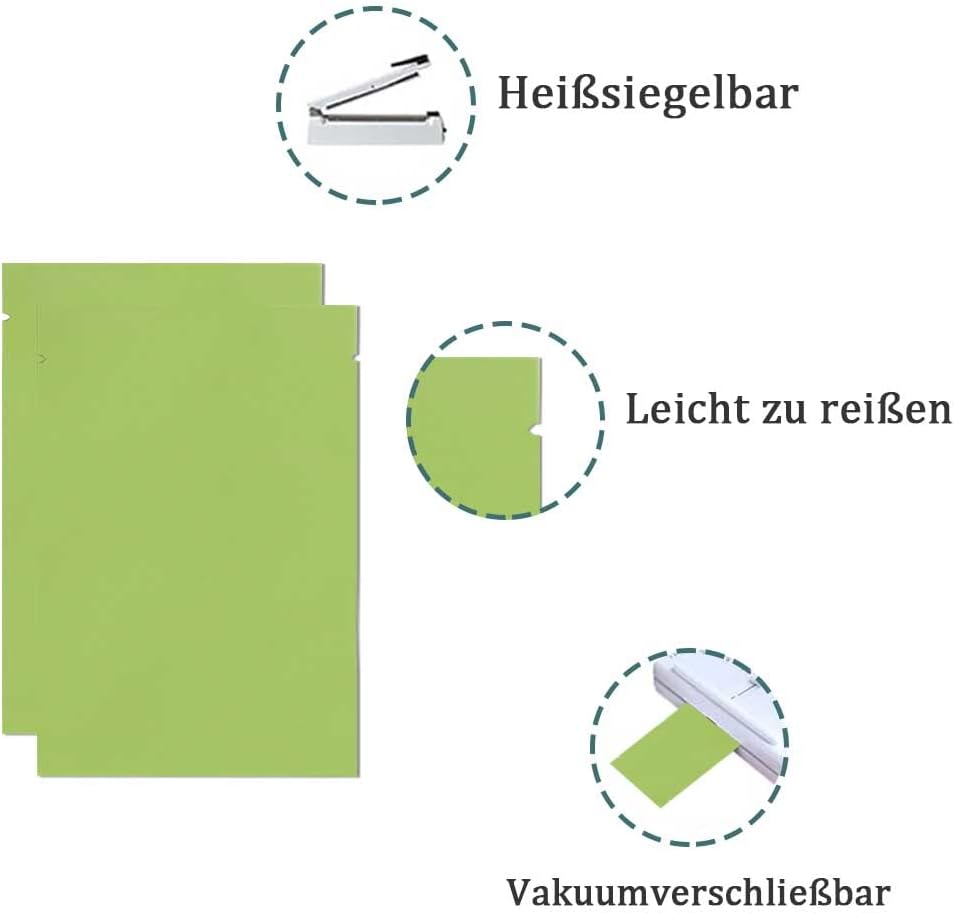 200 Stück Flache Open Top Mylar Beutel Vakuumversiegelbar Langfristige Aufbewahrung von Lebensmittel