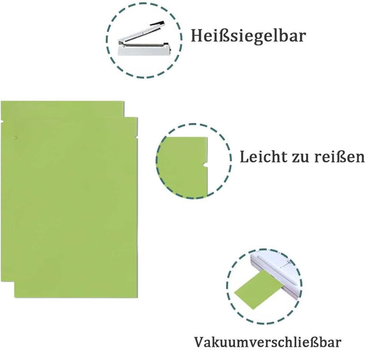 200 Stück Flache Open Top Mylar Beutel Vakuumversiegelbar Langfristige Aufbewahrung von Lebensmittel