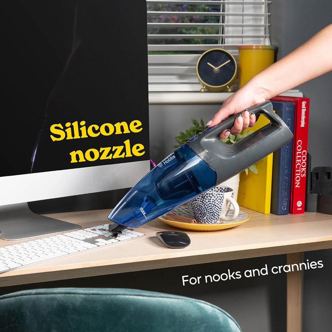 Russell Hobbs RHHV1001, Handstaubsauger, Kunststoff, Metall, Dunkelgrau und Blau Kabelloses Handgerä