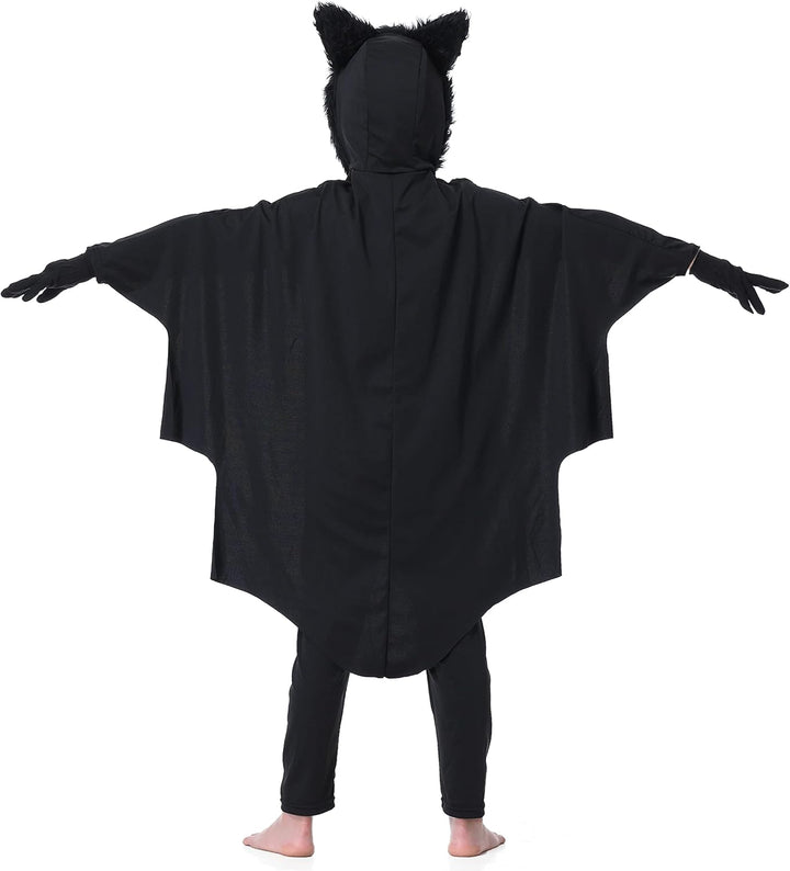 Fledermaus Kostüm Kinder Mädchen Junge Faschingskostüme Karneval Kostüm Schwarz 110-116, Schwarz 110