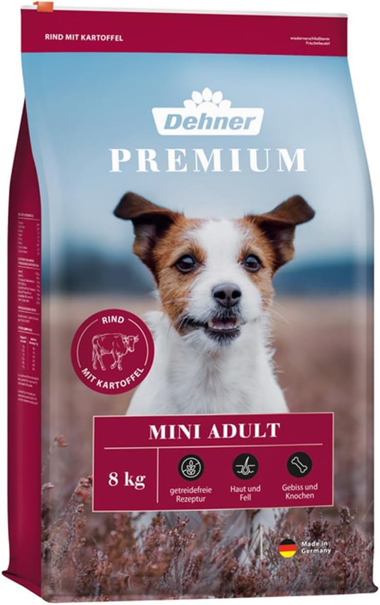 Dehner Premium Hundefutter, Trockenfutter getreidefrei, für ausgewachsene Hunde kleiner Rassen, Rind