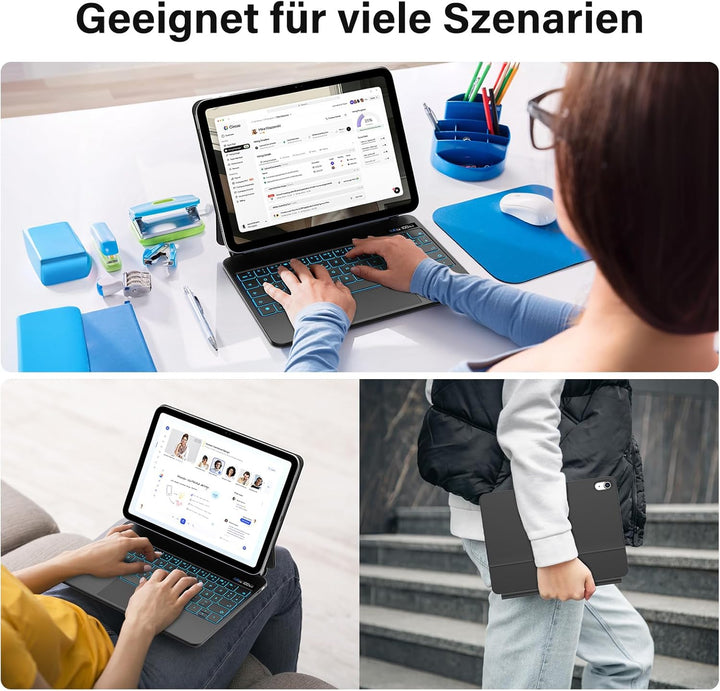 aMZCaSE Magnetische Tastatur Hülle für iPad Air 5/4,Air 11 Zoll M3/M2 (2025/2024),Magic Keyboard mit