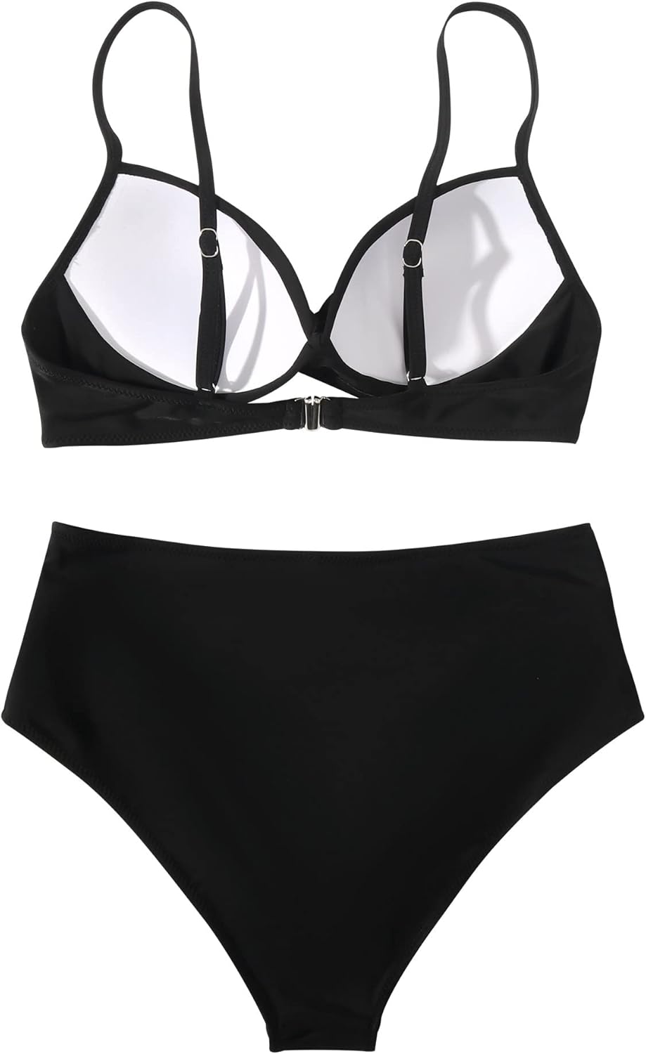 RXRXCOCO Damen Wickel Push Up Bikini Oberteil Bauchweg High Waist Bikini Set Bademode XL Schwarz, XL