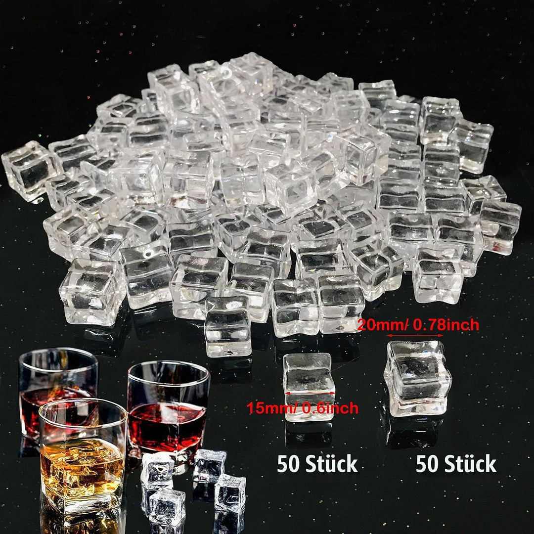 NA Woohome 122 Stück Künstliche Acryl Eiswürfel, Acryl Eiswürfel Plastikeiswürfel Deko und Künstlich