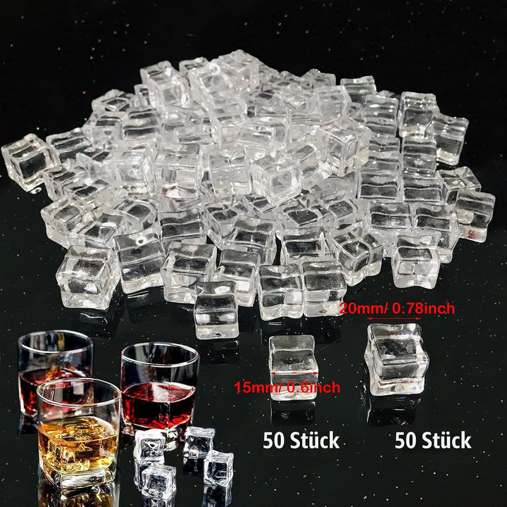 NA Woohome 122 Stück Künstliche Acryl Eiswürfel, Acryl Eiswürfel Plastikeiswürfel Deko und Künstlich
