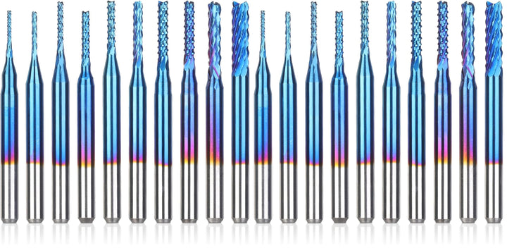 SainSmart Genmitsu 10Pcs Nano Blue Coat Schaftfräser-Satz CNC Fräser für Holz PVC Aluminium, 0,8-3 m