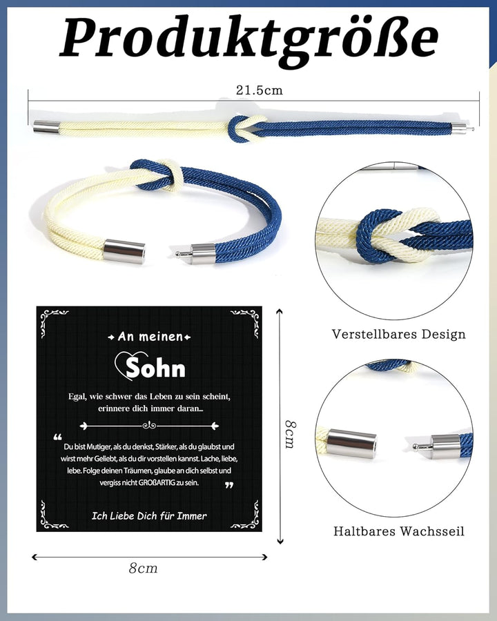 CheersLife Geschenk für Sohn An Meinen Sohn Armband von Mama Papa Geschenke 18. 13. Geburtstag Junge