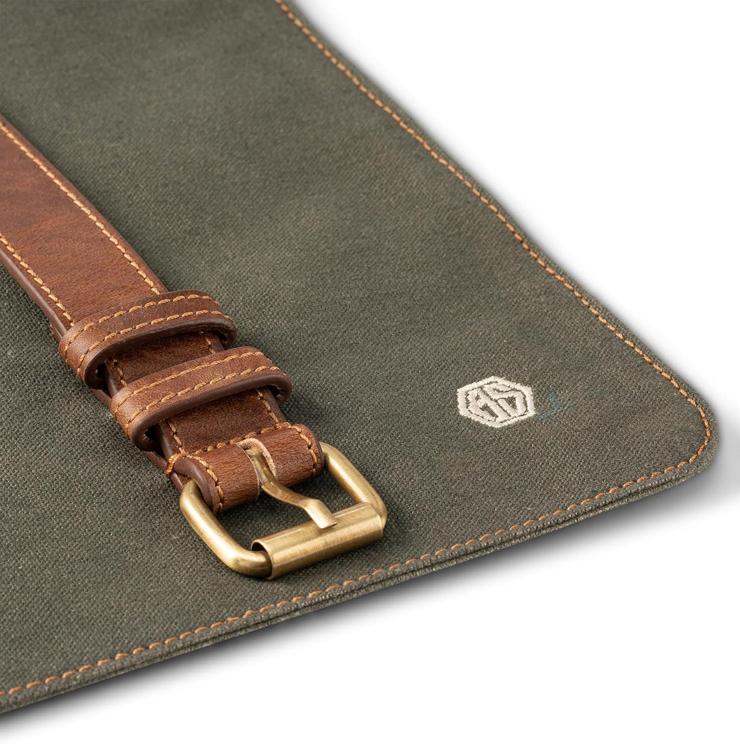 Angus Stoke Messertasche für Kochmesser | Premium Kochmesserrolle gross | Messer Tasche mit extra Fa