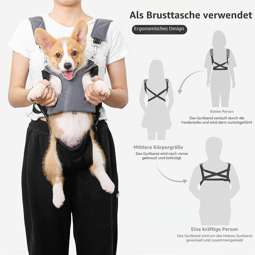 PETCUTE Haustier Rucksack Hundetragetasche,Verstellbare Brust Hunderucksack für Klein Hunde Katzen,T